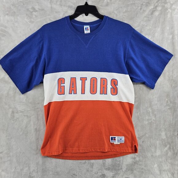 Vintage Florida Gators Blue Short Sleeve Cotton T Shirts Mens Medium Russell Ath - Picture 1 of 7